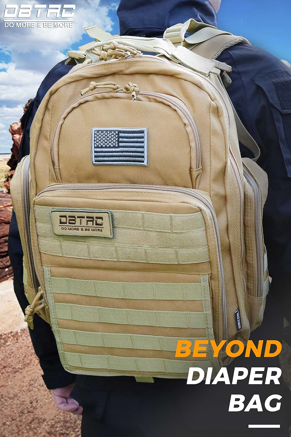 DBTAC Zaino Fasciatoio per Papà, Borsa Fasciatoio Grande per Uomini con Materassino per il Cambio, Tasche Isolate + Lavabili, Cinghie per Passeggino, Marrone Chiaro