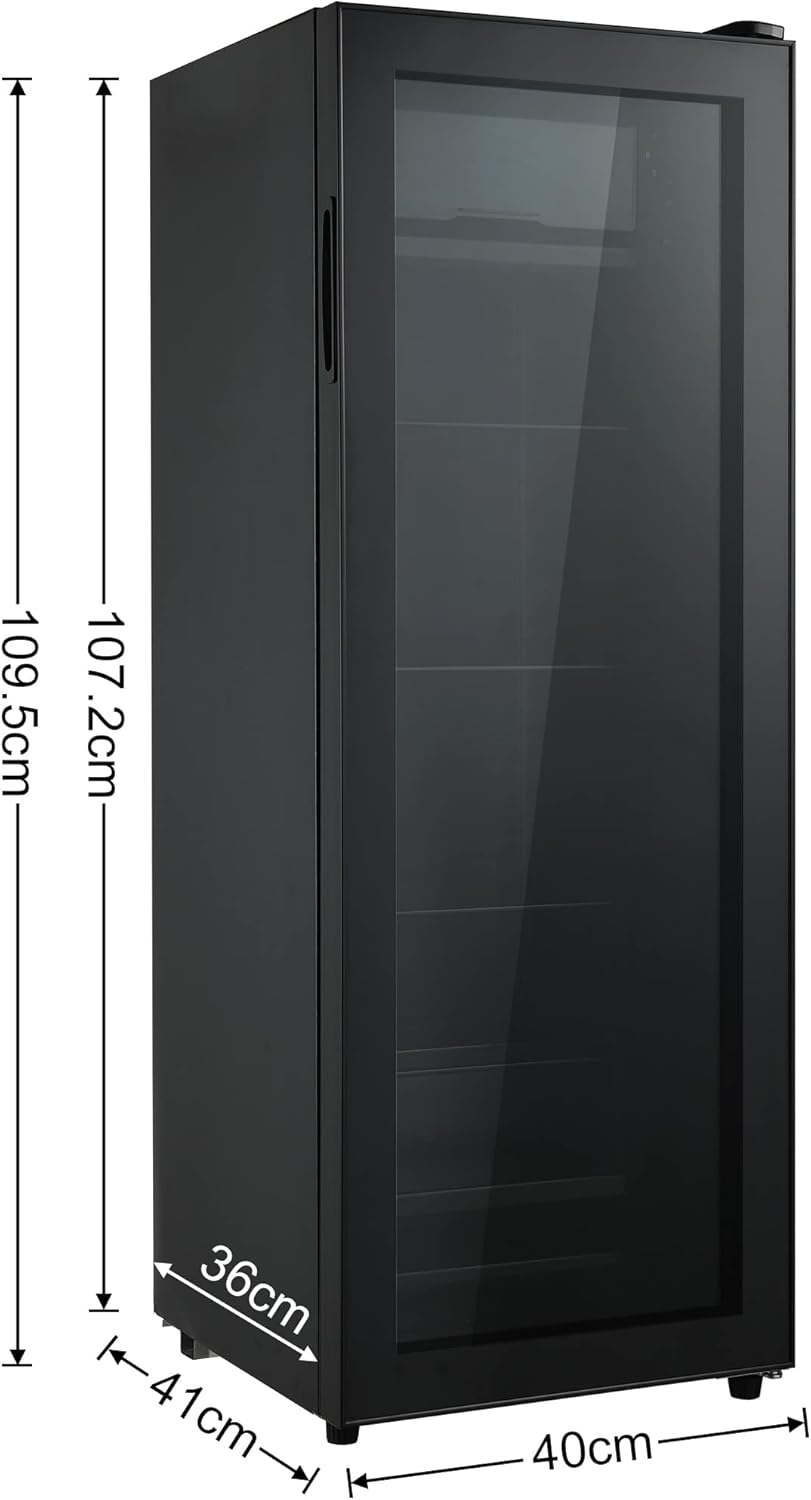 Frigorifero Merax 128L, Frigorifero da incasso per bevande con frigorifero da 120L + congelatore da 8L, con luce LED interna e ripiani regolabili, silenziosissimo per ristorante, bar, bevande e birra