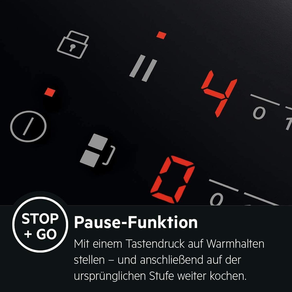 AEG piano cottura a induzione autonomo 80cm con cappa integrata / Prodotto in Germania / 4 zone cottura Flexi con funzione Bridge (combinazione di 2 zone) / Funzione automatica della cappa / Filtro a carbone attivo / COLI84COXB