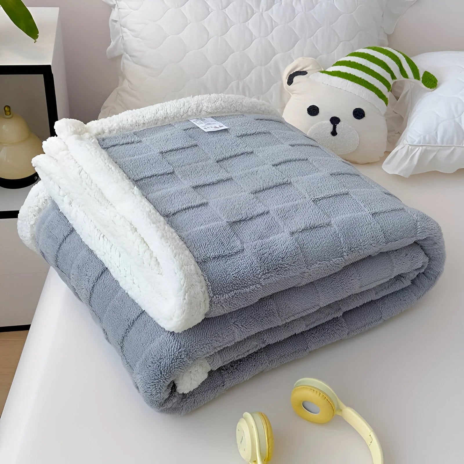 CozyCheck Plaid - Coperta in Pile Reversibile, Spessa e Termica per l'Inverno