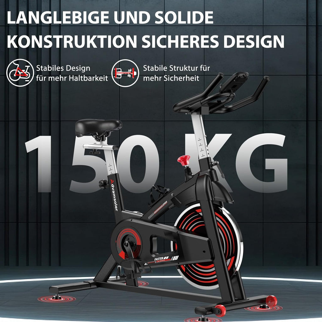 Advamsoler Cyclette, Bici Ellittica con Monitor LCD e Supporto per Tablet, Spinning Bike Silenziosa da Interno per Allenamento Cardio a Casa