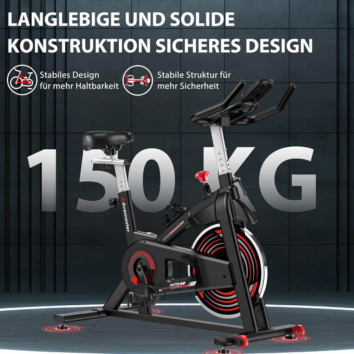 Advamsoler Cyclette, Bici Ellittica con Monitor LCD e Supporto per Tablet, Spinning Bike Silenziosa da Interno per Allenamento Cardio a Casa