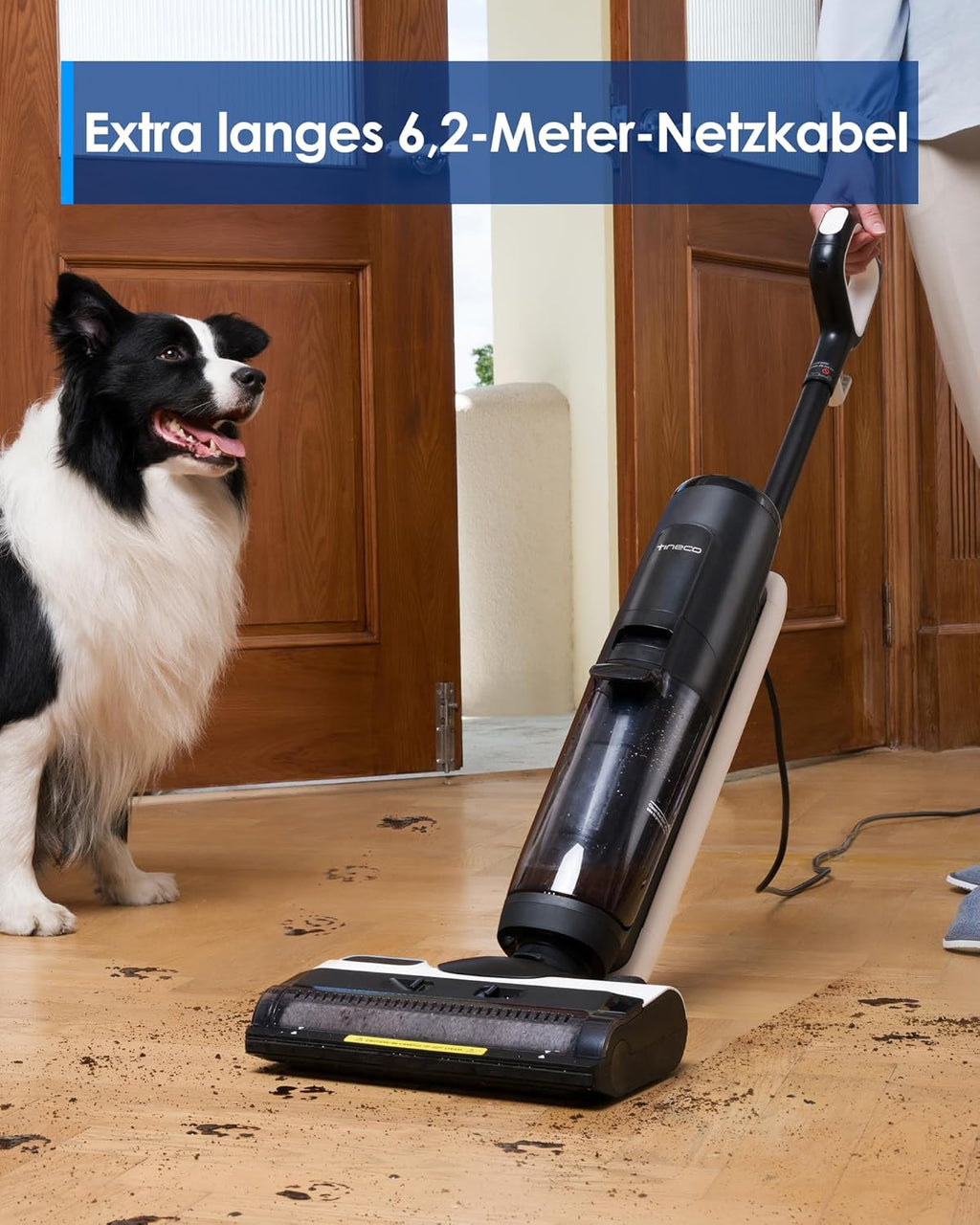 Tineco iFLOOR 5 Steam Lavapavimenti a vapore, vapore ad alta temperatura da 120℃, pulitore a vapore con filo, aspiraliquidi autopulente, lavapavimenti per sporco appiccicoso, residui di cibo
