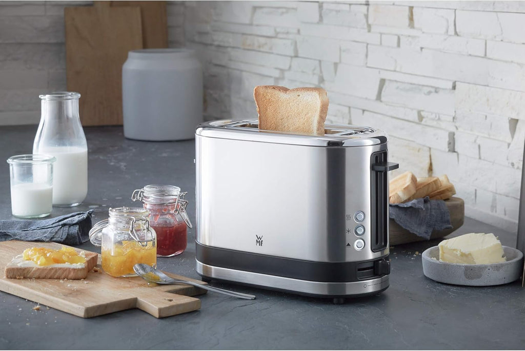 WMF Küchenminis Macchina da caffè con filtro Aroma, piccola, con caraffa termica, 870 Watt, tazza termica da asporto, macchina da caffè singola piccola con timer, cromargan opaco