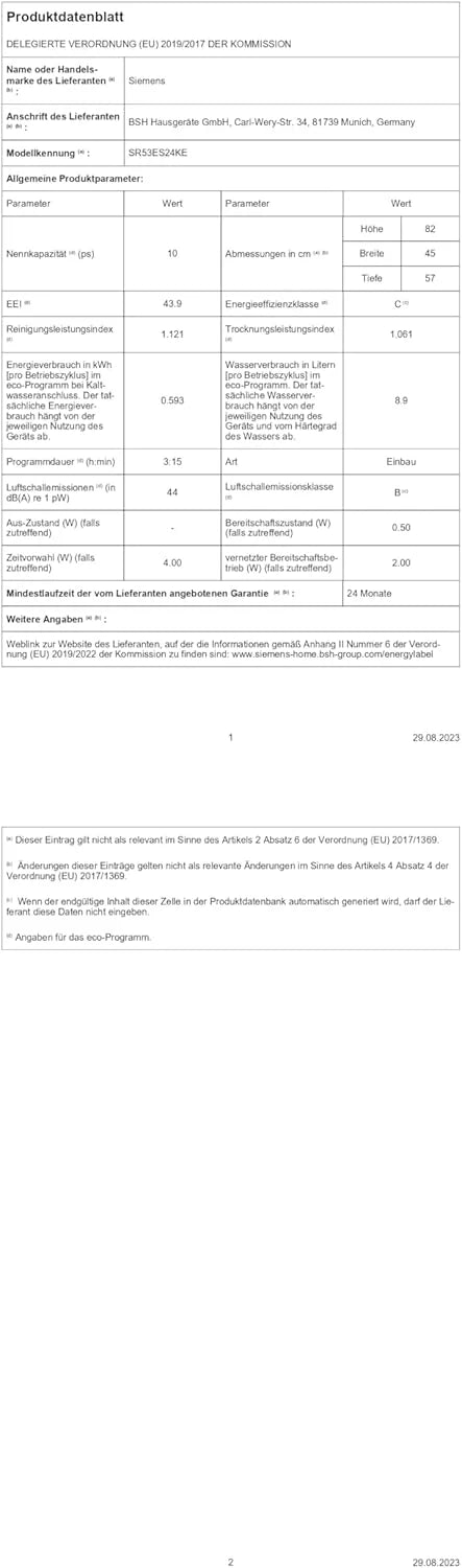 Siemens SR65YX08ME, iQ500 Lavastoviglie smart a scomparsa totale, larghezza 45 cm, cassetto portaposate, Zeolith, extra silenziosa, aquaStop, apertura automatica della porta a fine programma, varioSpeed, illuminazione interna