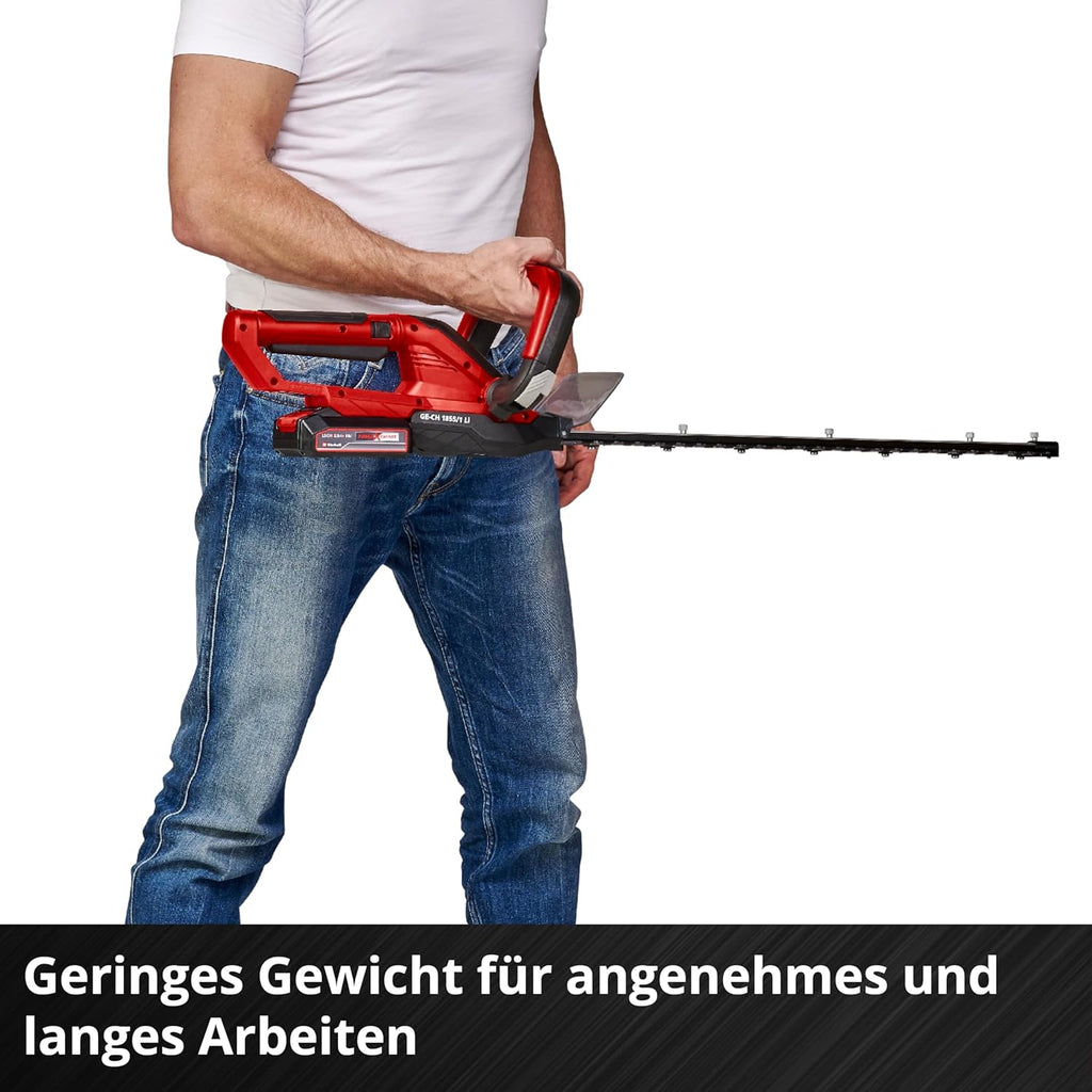 Einhell Tagliasiepi a batteria GC-CH 1855/1 Li-Solo Power X-Change (18 V, lunghezza di taglio 55 cm, distanza tra i denti 18 mm, con raccoglierba, senza batteria)