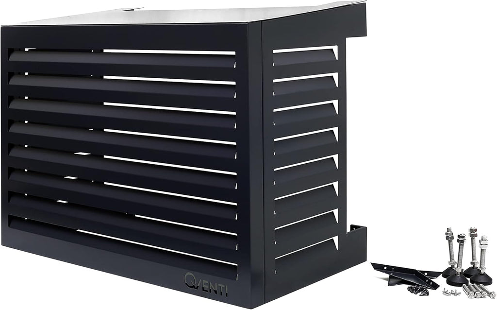 Copertura Qventi per condizionatore - Antracite/Grigio - Alluminio - Griglia di protezione - Rivestimento - Facile montaggio - Taglia S - Dimensioni esterne (LxPxH): 100 x 50 x 75 cm