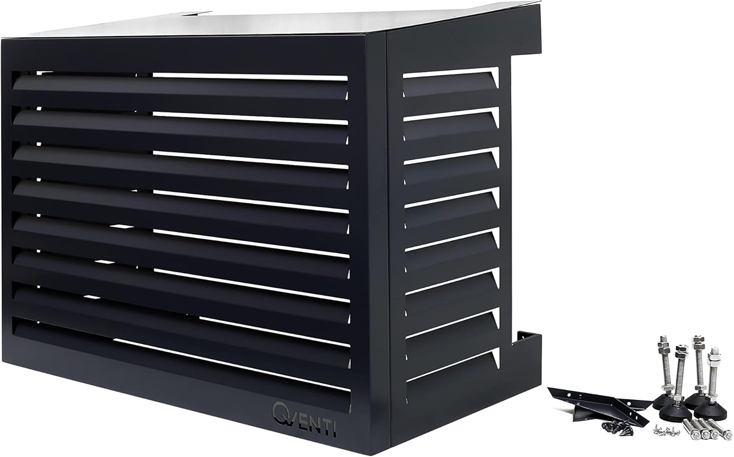 Copertura Qventi per condizionatore - Antracite/Grigio - Alluminio - Griglia di protezione - Rivestimento - Facile montaggio - Taglia S - Dimensioni esterne (LxPxH): 100 x 50 x 75 cm