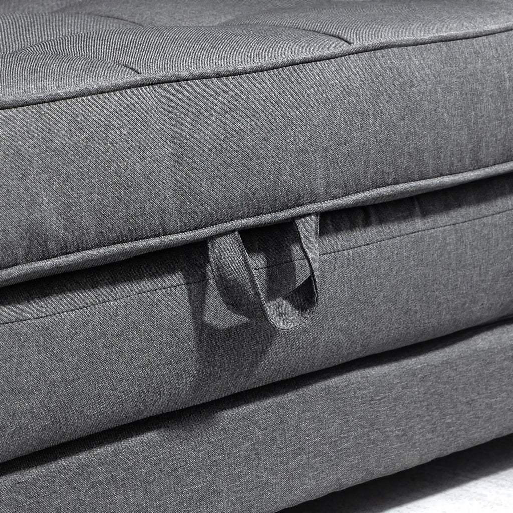 HOMCOM Divano Letto 2 Posti Estraibile in Legno Massello con Molle Grigio