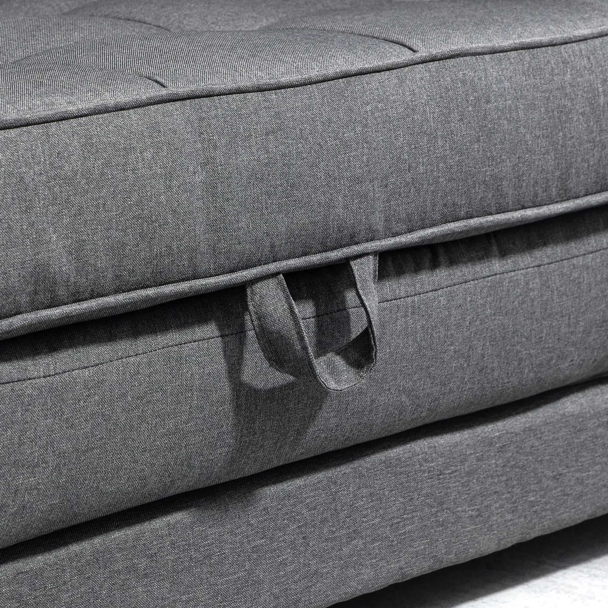 HOMCOM Divano Letto 2 Posti Estraibile in Legno Massello con Molle Grigio