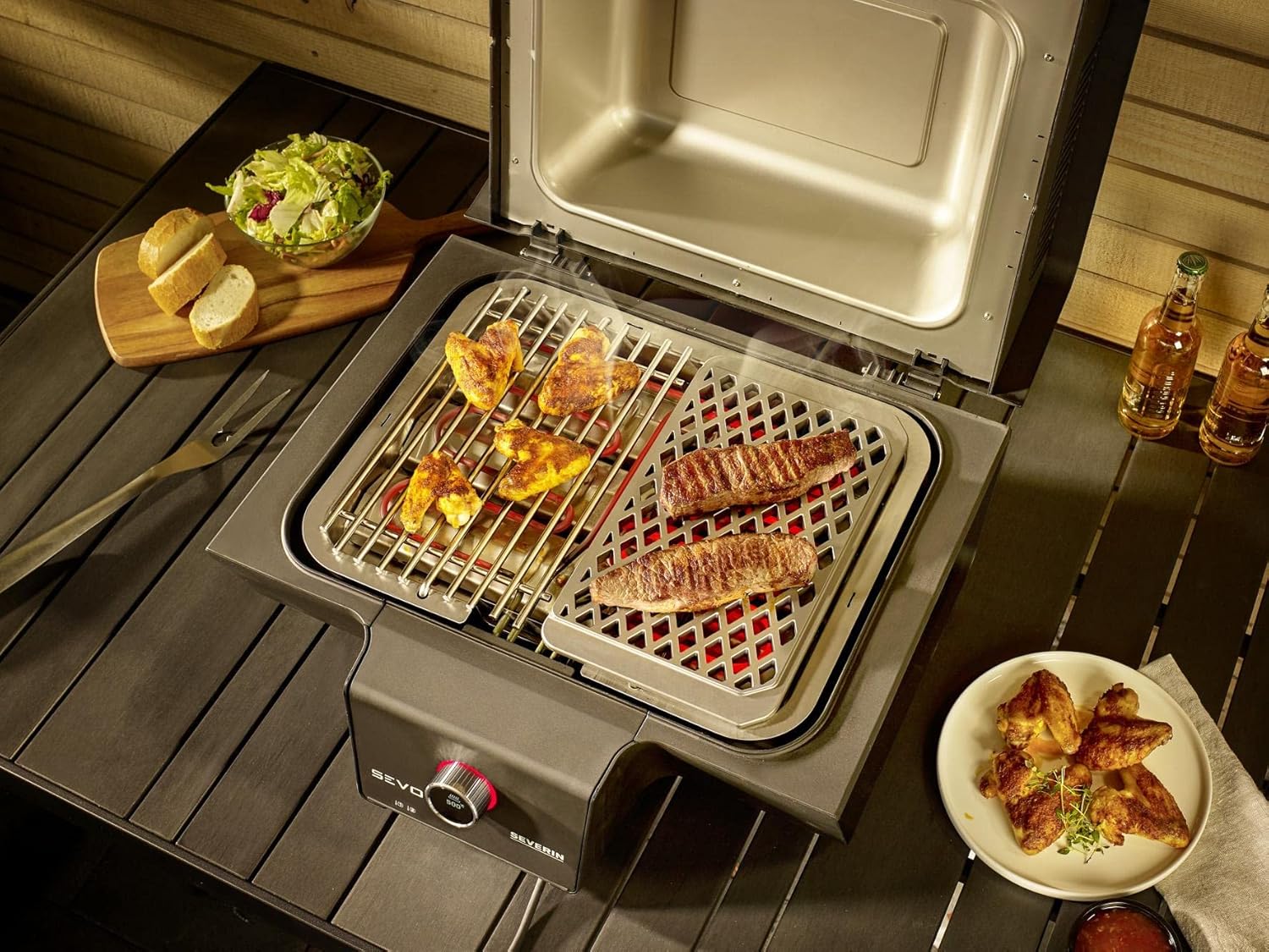 SEVERIN Grillabdeckung SEVO GTS für SEVERIN SEVO (SMART CONTROL) GTS, Grill Abdeckhaube aus wasserdichtem 600D Oxford-Gewebe, robuste Grillhaube gegen Witterung, schwarz, ZB 8128, 10.6