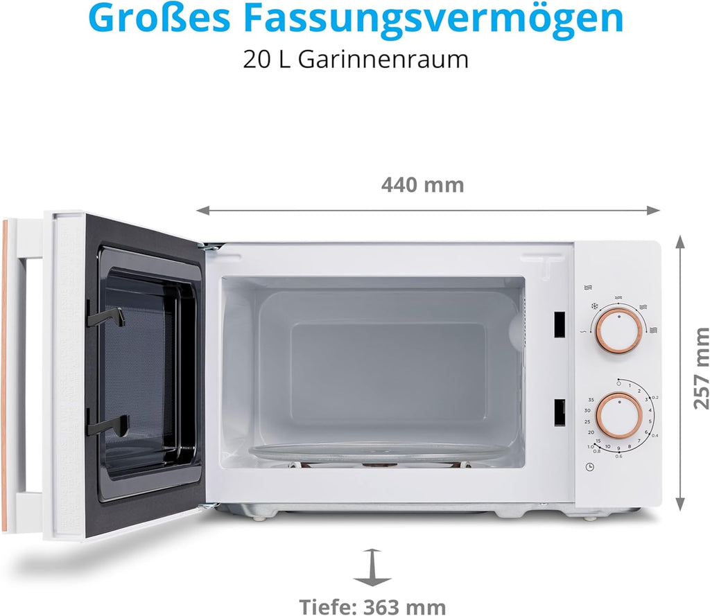 MEDION Forno a microonde (20 litri, 700 watt, compatto e salvaspazio, 5 livelli di potenza, funzione scongelamento, timer, MD11475) bianco