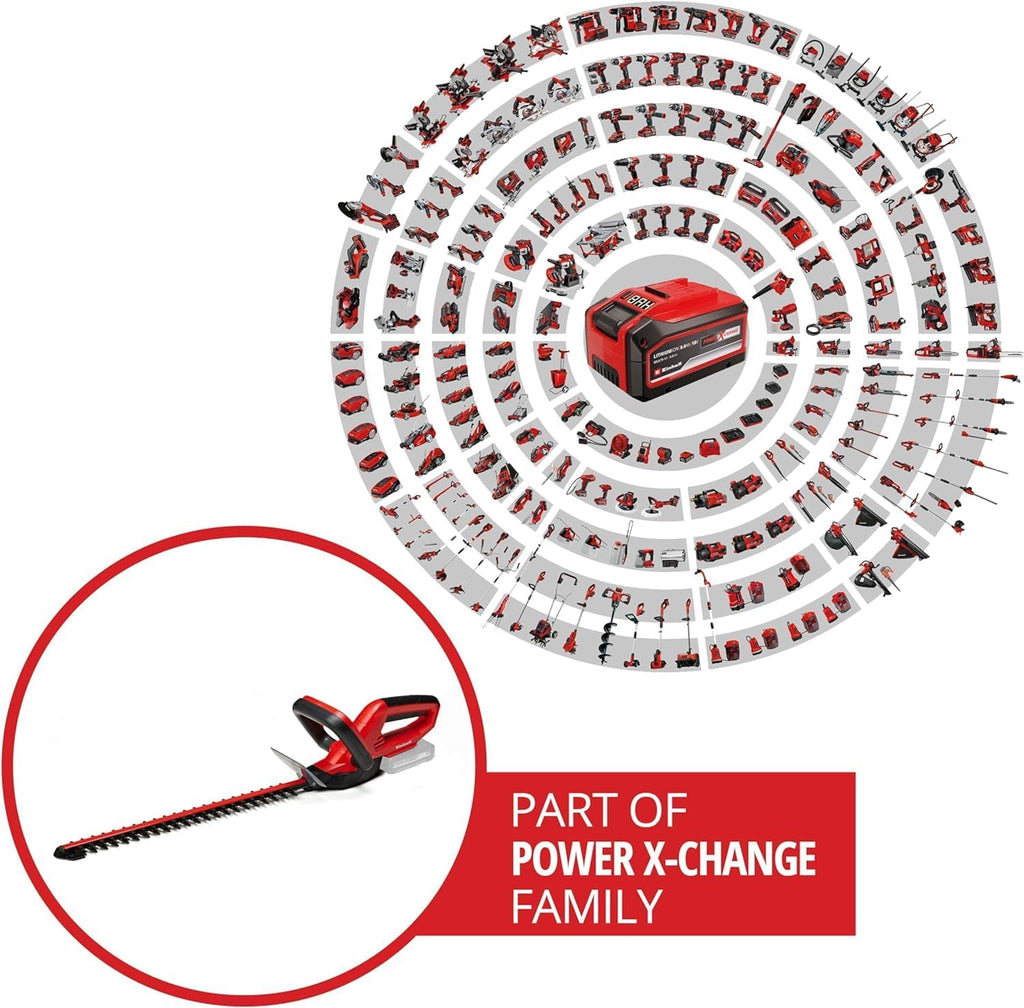 Einhell Akku-Heckenschere GC-CH 1846 Li-Solo Power X-Change (18 V, 46 cm Schnittlnge, 15 mm Zahnabstand, ergonomischer Griff, ohne Akku)