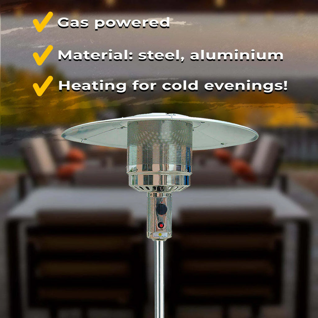 Fornorth Heizstrahler a stelo Patio 13 kW a gas, in acciaio inox