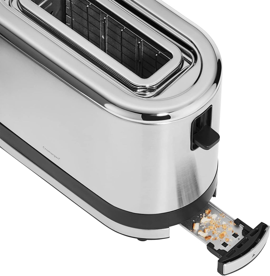 WMF Küchenminis 1-Scheiben Toaster Langschlitz XXl-Toast, Mini Toaster mit Brtchenaufsatz 7 Brunungsstufen berhitzungsschutz 600W Edelstahl matt
