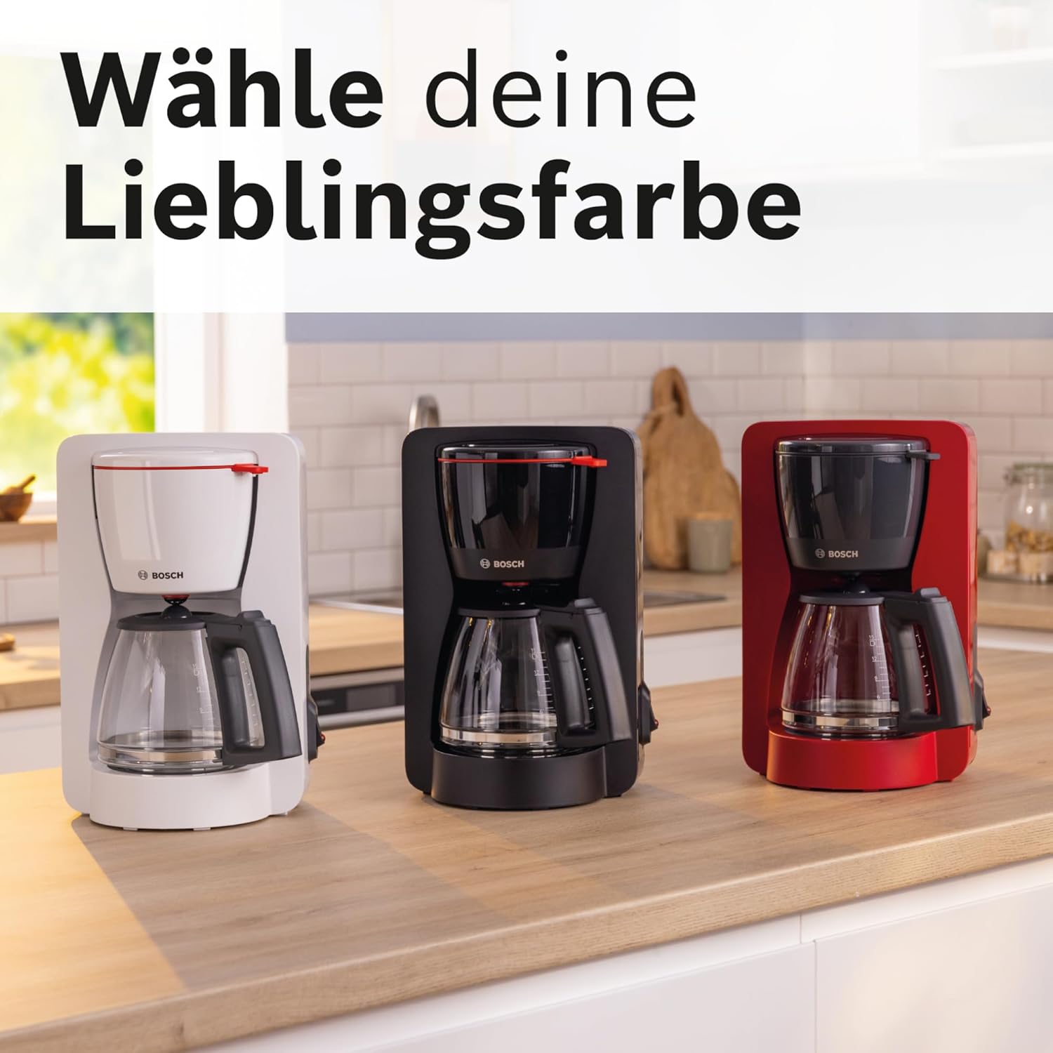 Bosch Filterkaffeemaschine MyMoment TKA3M134, Thermokanne 1 L, für 8-12 Tassen, Tropfstopp, schwenkbarer Filtertrger, Entkalkungsprogramm, abnehmbarer Wassertank, 1200 Watt, Schwarz matt
