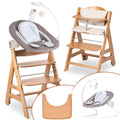 Hauck Seggiolone Beta+ Newborn Set Deluxe - Set Seggiolone Pappa dalla Nascita con Sdraietta Neonato, Cuscino e Vassoio - Naturale