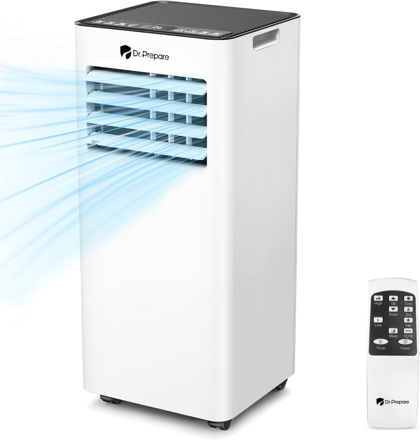 DR.PREPARE Condizionatore Portatile 9000 BTU con APP, Climatizzatore Mobile 4 in 1 con Tubo di Scarico, Raffreddamento & Ventilazione & Deumidificazione, Ventilatore & Modalità Sonno con Telecomando, Rinfresca fino a 30m², Timer 1-24H
