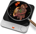 TOKIT Induktionskochfeld 2100W Einzel Induktionskochplatte tragbar 99 Leistungsstufe mit OLED Display, Timer, 20mm Ultradünn APP Kontrol Temperatursensor, aus Glas