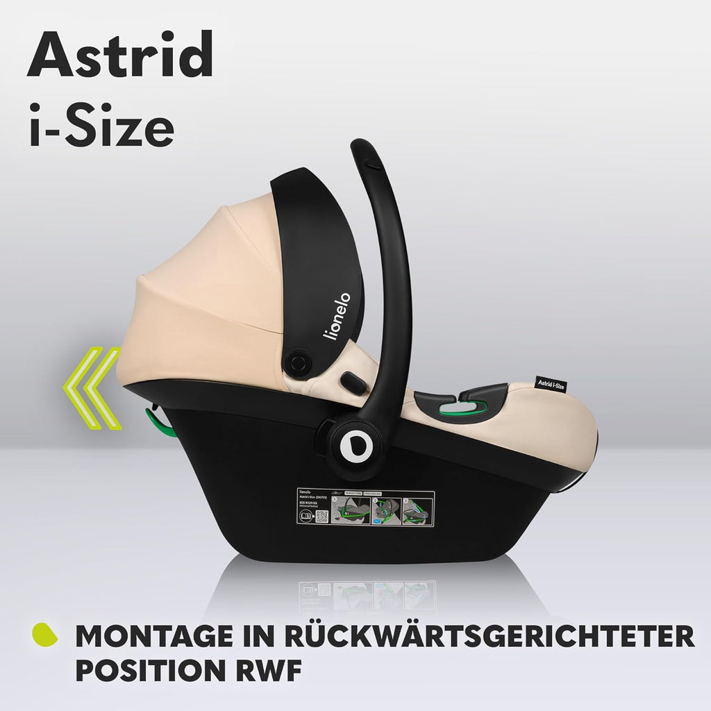 LIONELO ASTRID i-Size SET Seggiolino Auto con Base 40-87 cm Ovetto ISOFIX, Cinture a 3 Punti, Protezione Laterale, Riduttore Dri-Seat, i-Size R129