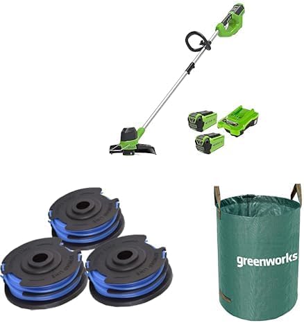 Greenworks 40V Akku Rasentrimmer für mittelgroße Gärten, höhenverstellbar, 30 cm Schnittbreite, automatischer Vorschub 1,65 mm Nylon Faden, zwei 40V 2Ah Akkus & Ladegerät, 3 Jahre Garantie G40LTK2X