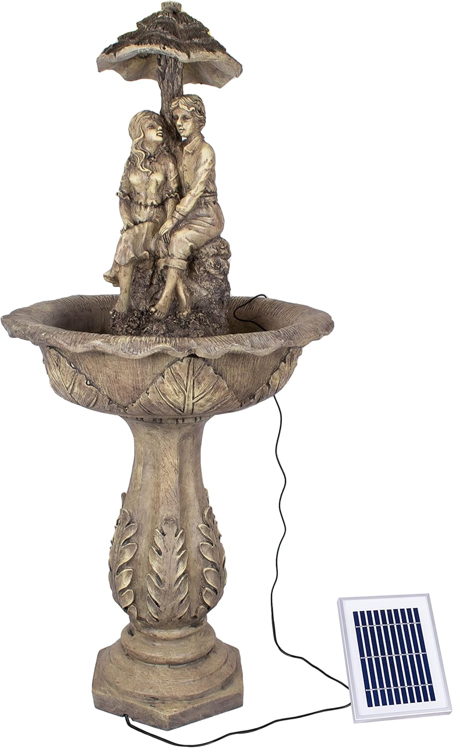 Fontana Solare da Giardino, Fontana a Cascata Classica per Giardino, Luci da Giardino, Pompa per Laghetto per Terrazza, Balcone, Modello Migliorato con Funzione di Avvio Istantaneo della Pompa