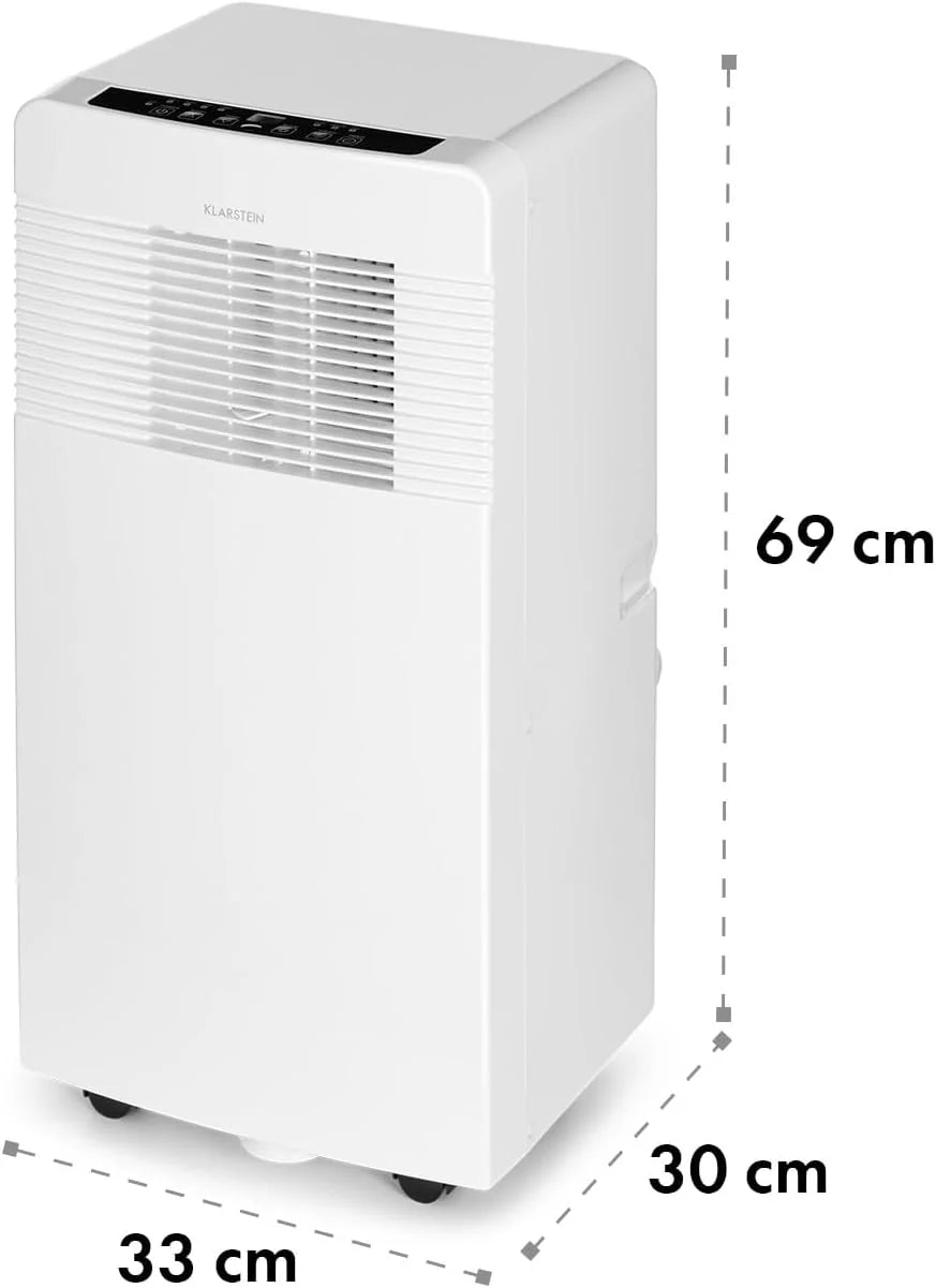 Klarstein Condizionatore Portatile 3-in-1 con Tubo di Scarico, Climatizzatore con Ventilatore, Deumidificatore e Modalità Notturna, Climatizzatore Piccolo e Portatile per Casa e Ufficio, 12000 BTU Basso Consumo