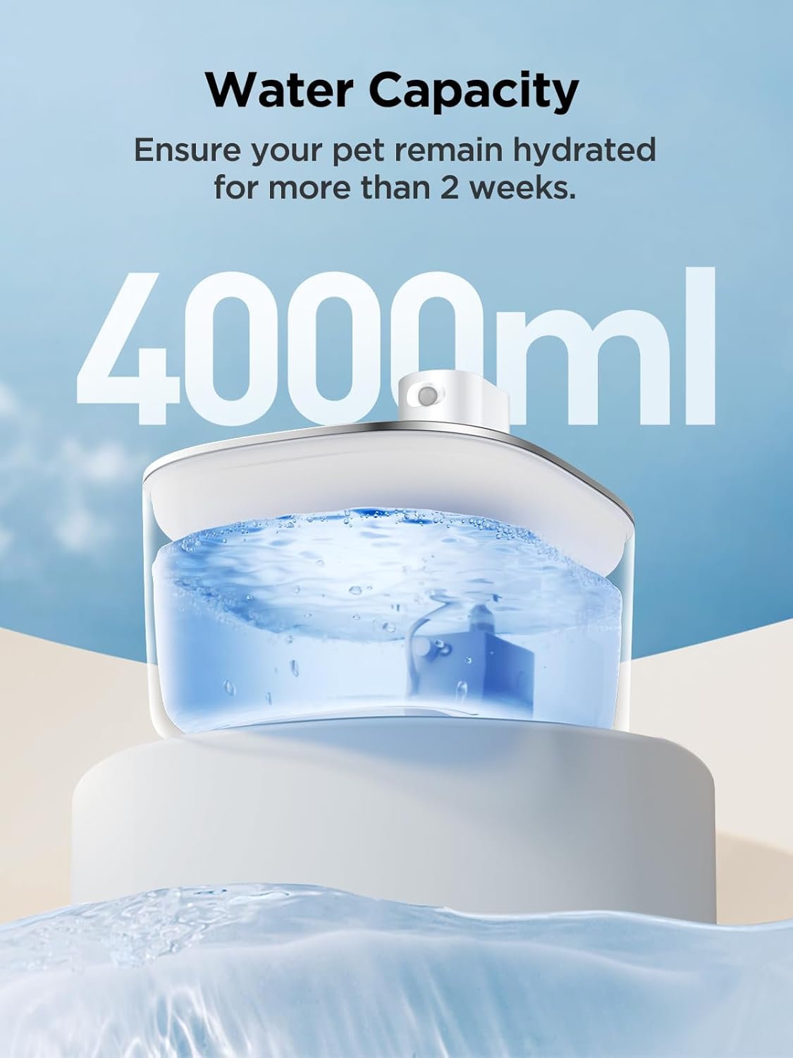 Fontana per Gatti Senza Fili con Sensore di Movimento a Batteria da 4000mAh, Fontana d'Acqua Silenziosa da 4L FEELNEEDY con Sensore di Movimento per Gatti e Cani Piccoli, Vasca d'Acqua in Acciaio Inossidabile, 2 Filtri