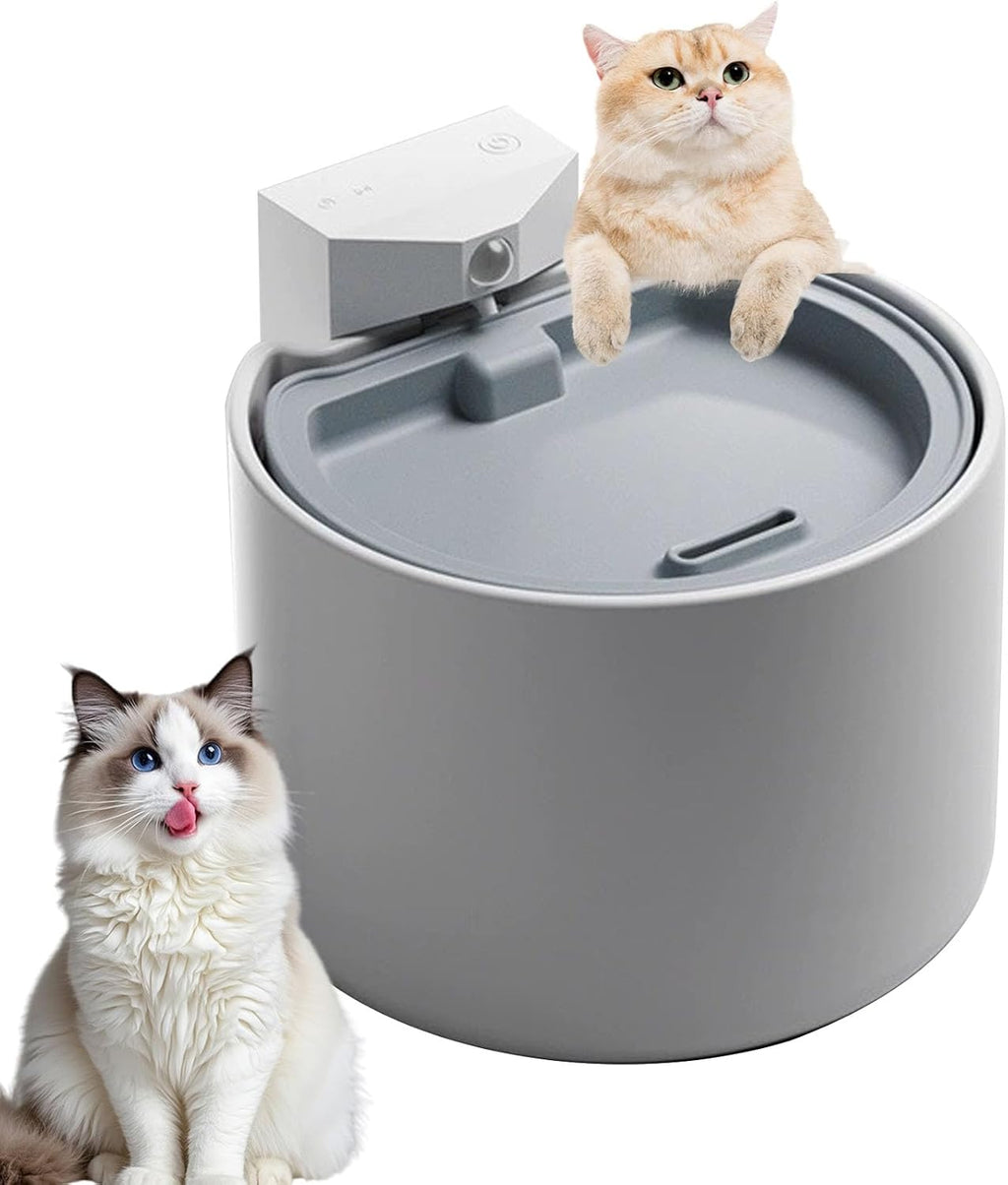 PJDDP Kabelloser Katzenbrunnen, Leiser Trinkbrunnen Für Katze, 2.2L Trinkbrunnen Für Katze Keramik Trinkbrunnen Schüssel Für Katze Und Hunde,Schwarz,3000mAh