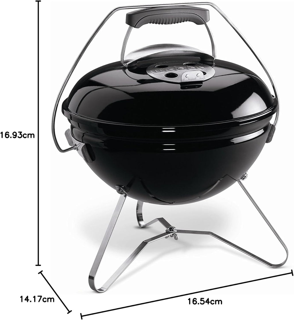 Weber Smokey Joe Premium Holzkohlegrill, Ø 37cm Grillfläche, portabeler BBQ Grill mit praktischem Tragebügel, porzellanemaillierten Deckel & Kessel - Smoke Gray (1126704)