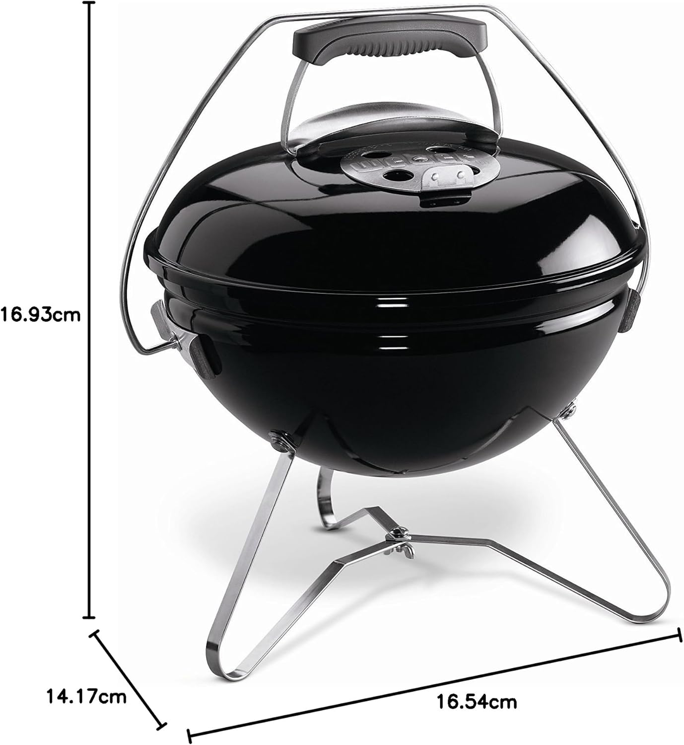 Weber Smokey Joe Premium Holzkohlegrill, Ø 37cm Grillfläche, portabeler BBQ Grill mit praktischem Tragebügel, porzellanemaillierten Deckel & Kessel - Smoke Gray (1126704)