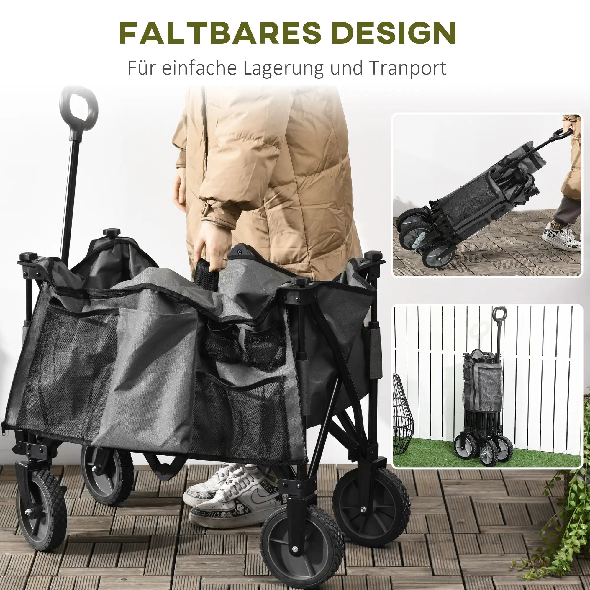 Outsunny Carrello pieghevole ad altezza regolabile per il trasporto