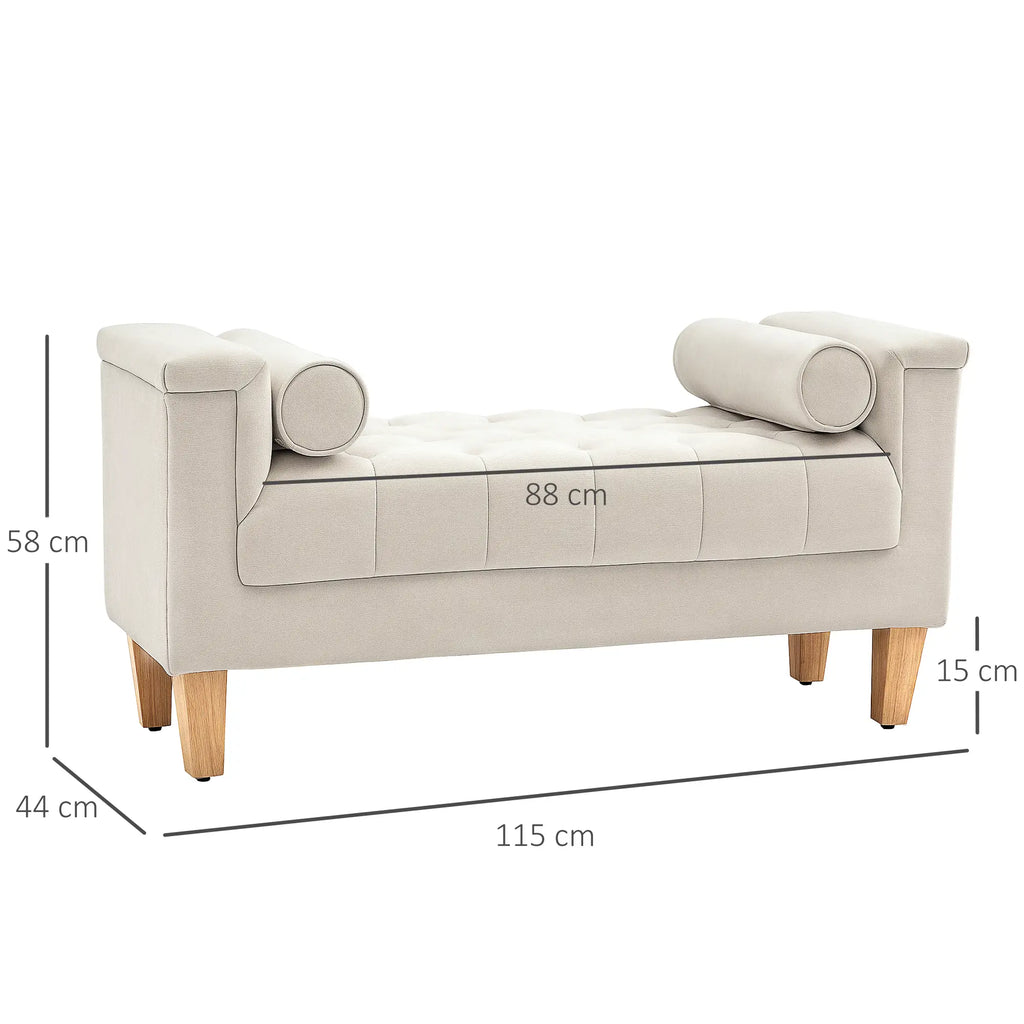 HOMCOM Polsterbank Vintage-Design Chenille Komfort Armlehne Beige