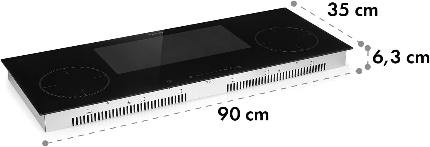 Klarstein Piano Cottura a Induzione, Piano Cottura in Vetroceramica, con 4 Piastre, Incasso con Display Touch, Display Digitale e Funzione Timer, Riscaldamento Veloce, 7000 Watt