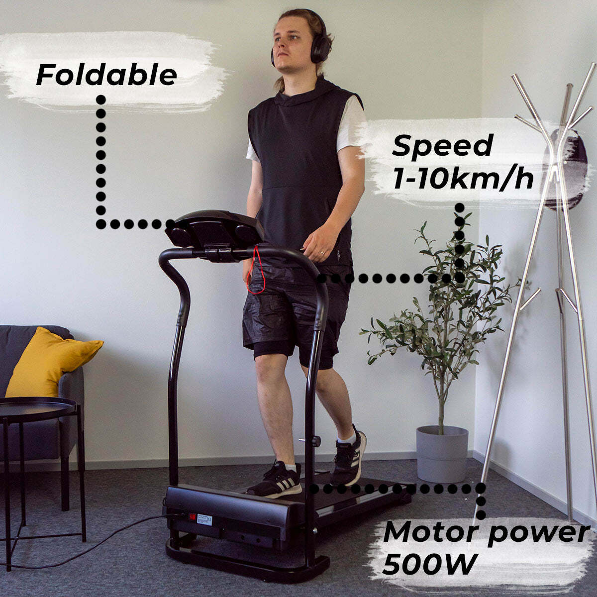 React Laufband, motorisiert, schwarz