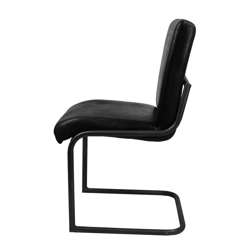Esszimmerstuhl Serie Liso aus Büffelleder in Schwarz - Gestell ohne Armlehne