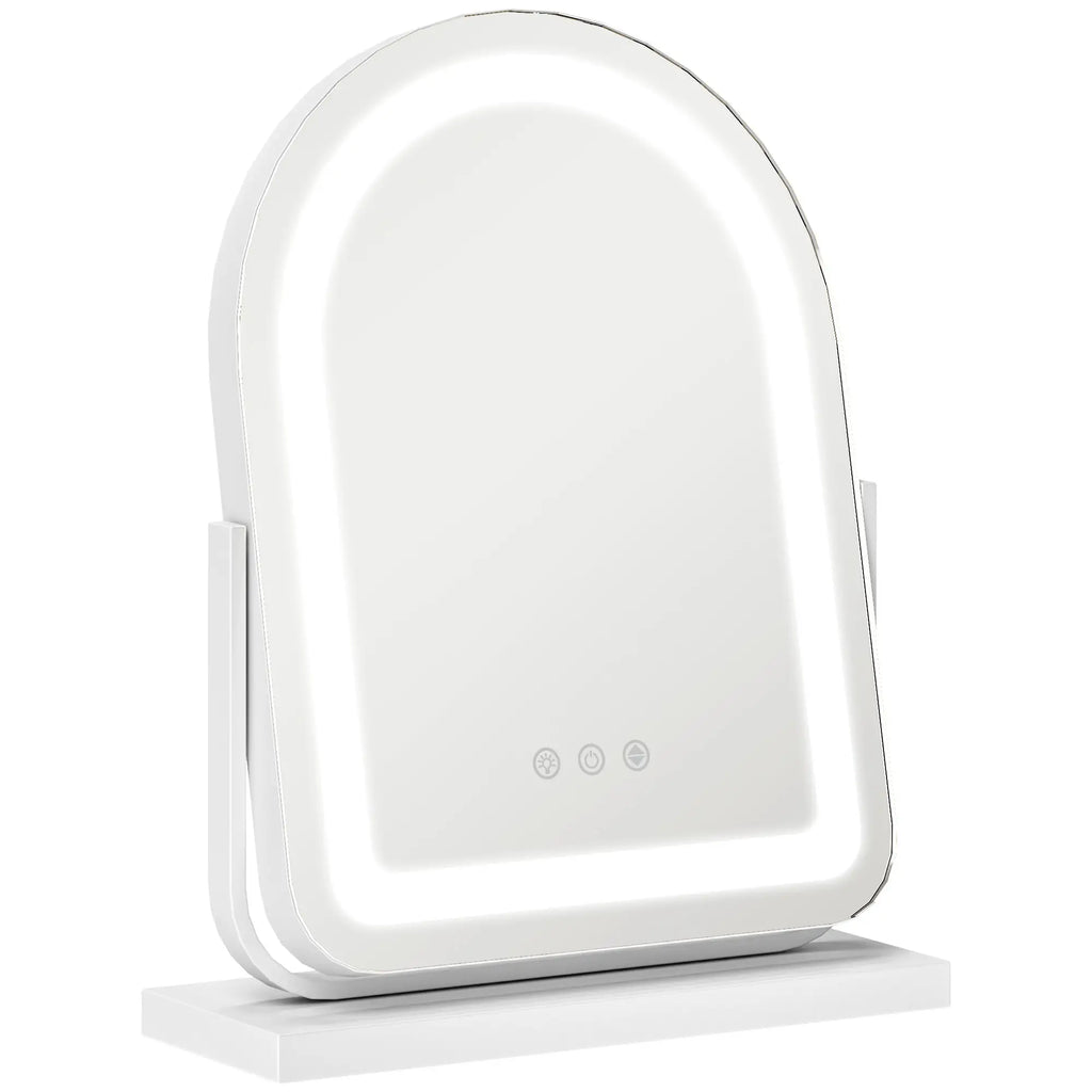 HOMCOM Specchio per Trucco con Illuminazione LED Controllo Touch Bianco