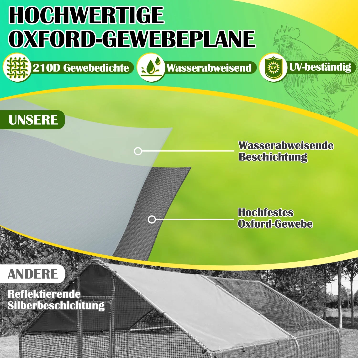 Sonnewelt Hühnerstall Freilaufgehege Kuppeldach Verzinktem Stahl 3x4x2m