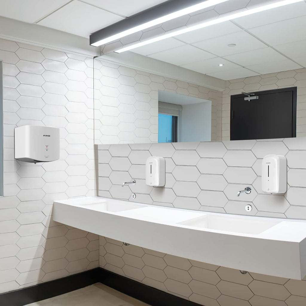AIKE Hndetrockner 10 Sekunden Trocknen Energiesparend Kommerziell Elektrischer Hndetrockner Automatisch für Küche Badezimmer Toilette AK2630S 220V 1400W Silber