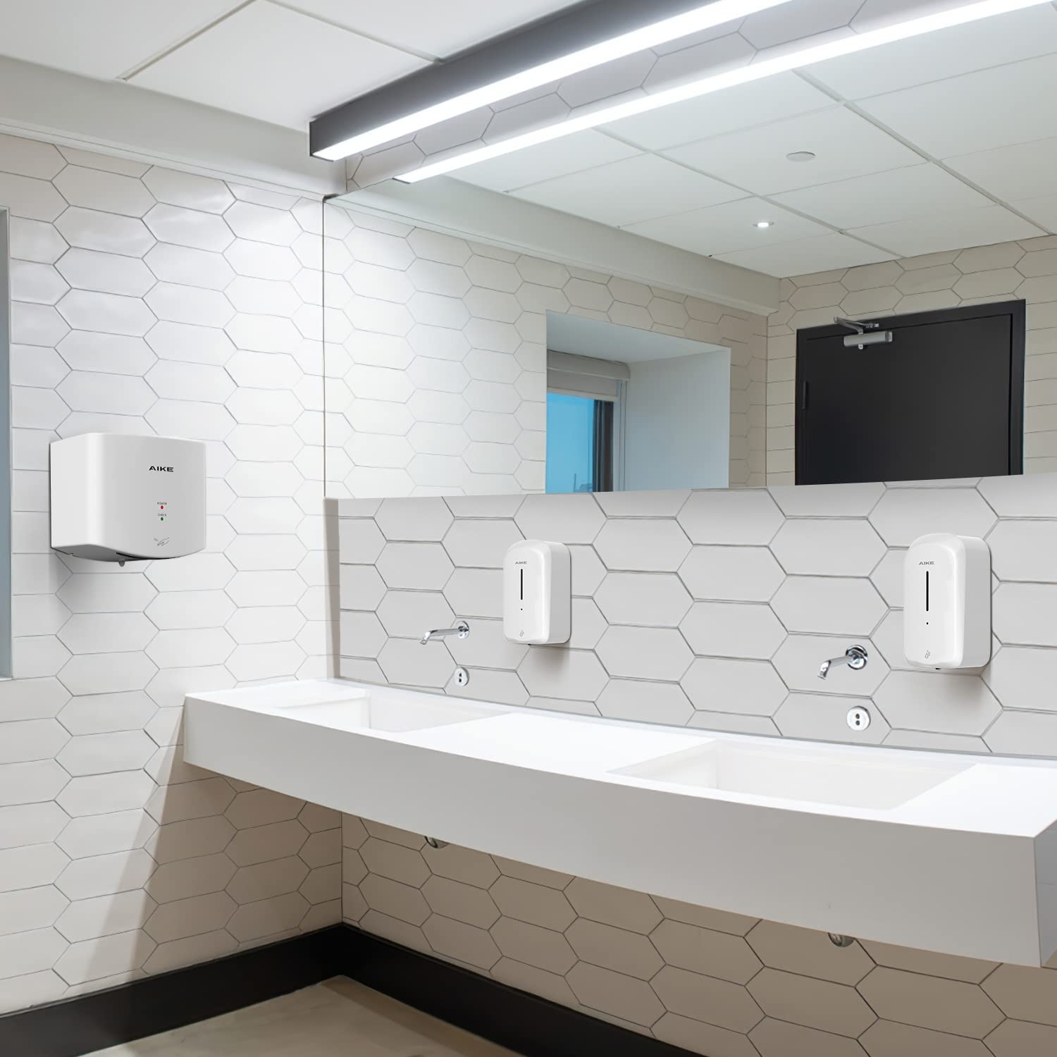 AIKE Hndetrockner 10 Sekunden Trocknen Energiesparend Kommerziell Elektrischer Hndetrockner Automatisch für Küche Badezimmer Toilette AK2630S 220V 1400W Silber