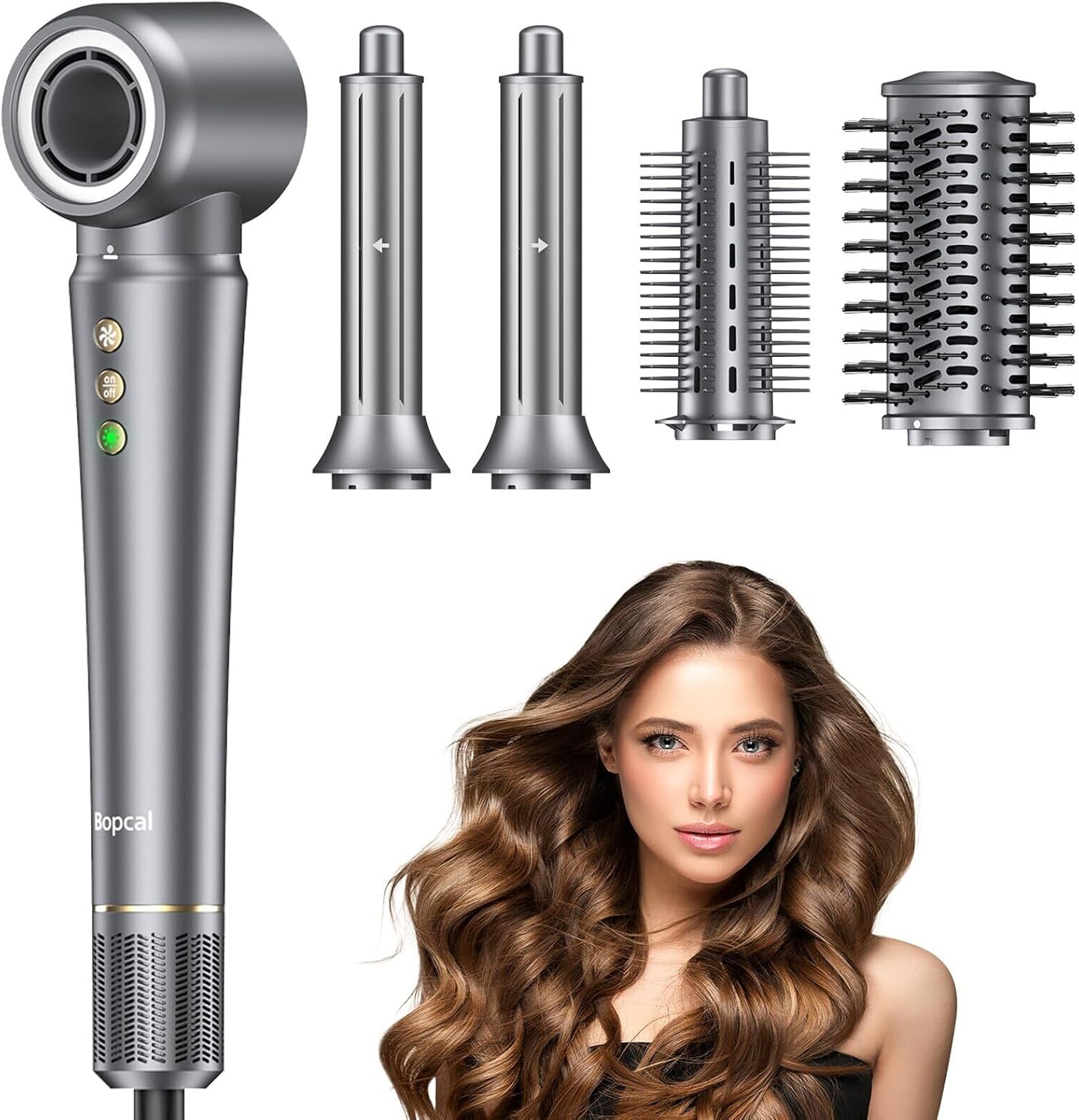 Asciugacapelli ionico 5 in 1 Airstyler 110.000 giri/min, Styler professionale per asciugatura rapida, Spazzola ad aria calda senza effetto crespo, Arricciacapelli automatico da 32 mm, Spazzola lisciante e spazzola volumizzante, Confezione regalo