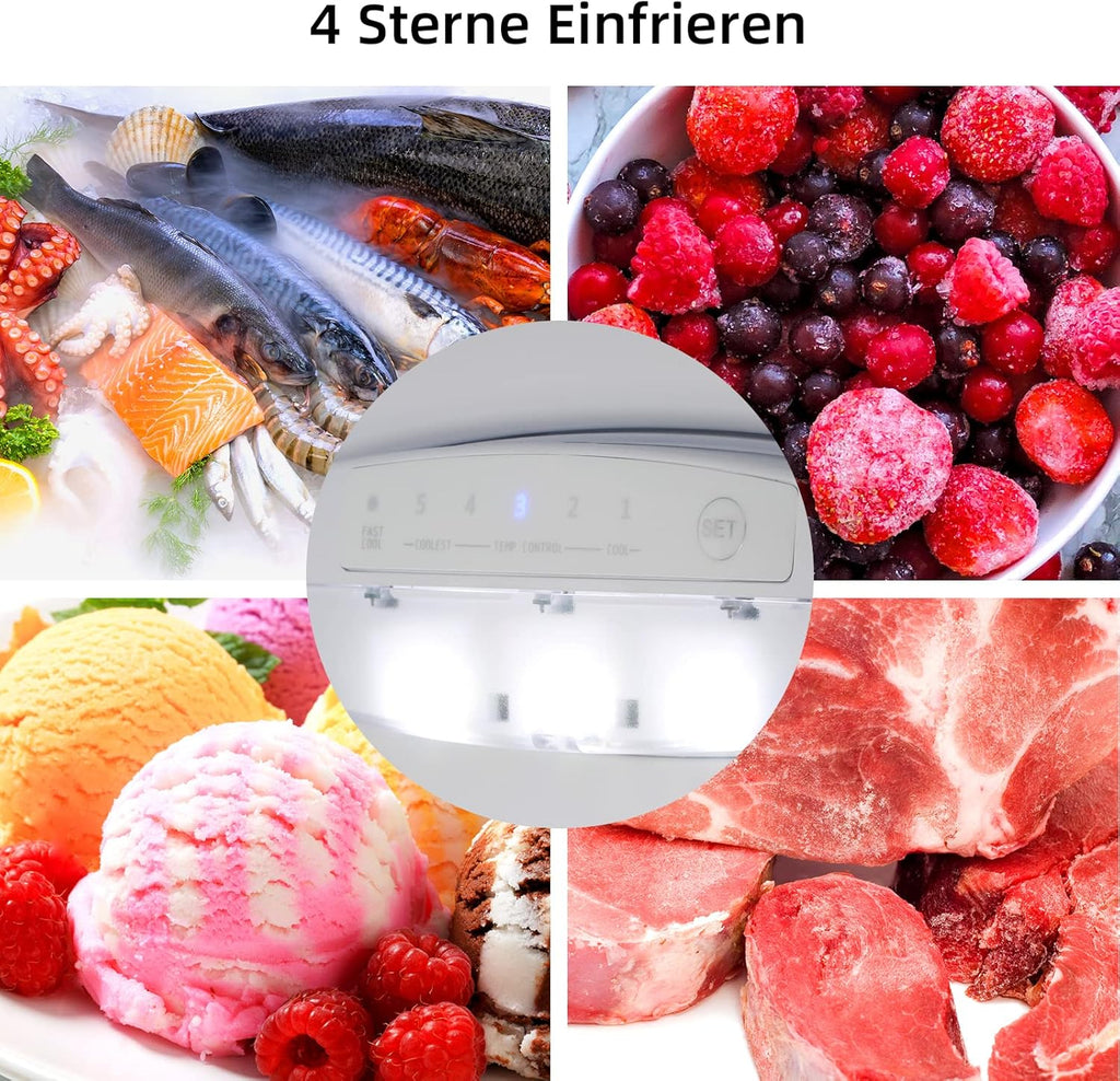 CHIQ CTT107BC Frigorifero Piccolo 107 Litri, Altezza 84 cm, Profondità 55 cm, Ingombro di soli 0,3 ㎡, Micro-Congelatore, Vario Box, 7 Livelli di Controllo della Temperatura, Silenzioso, 87 kWh/anno, Nero