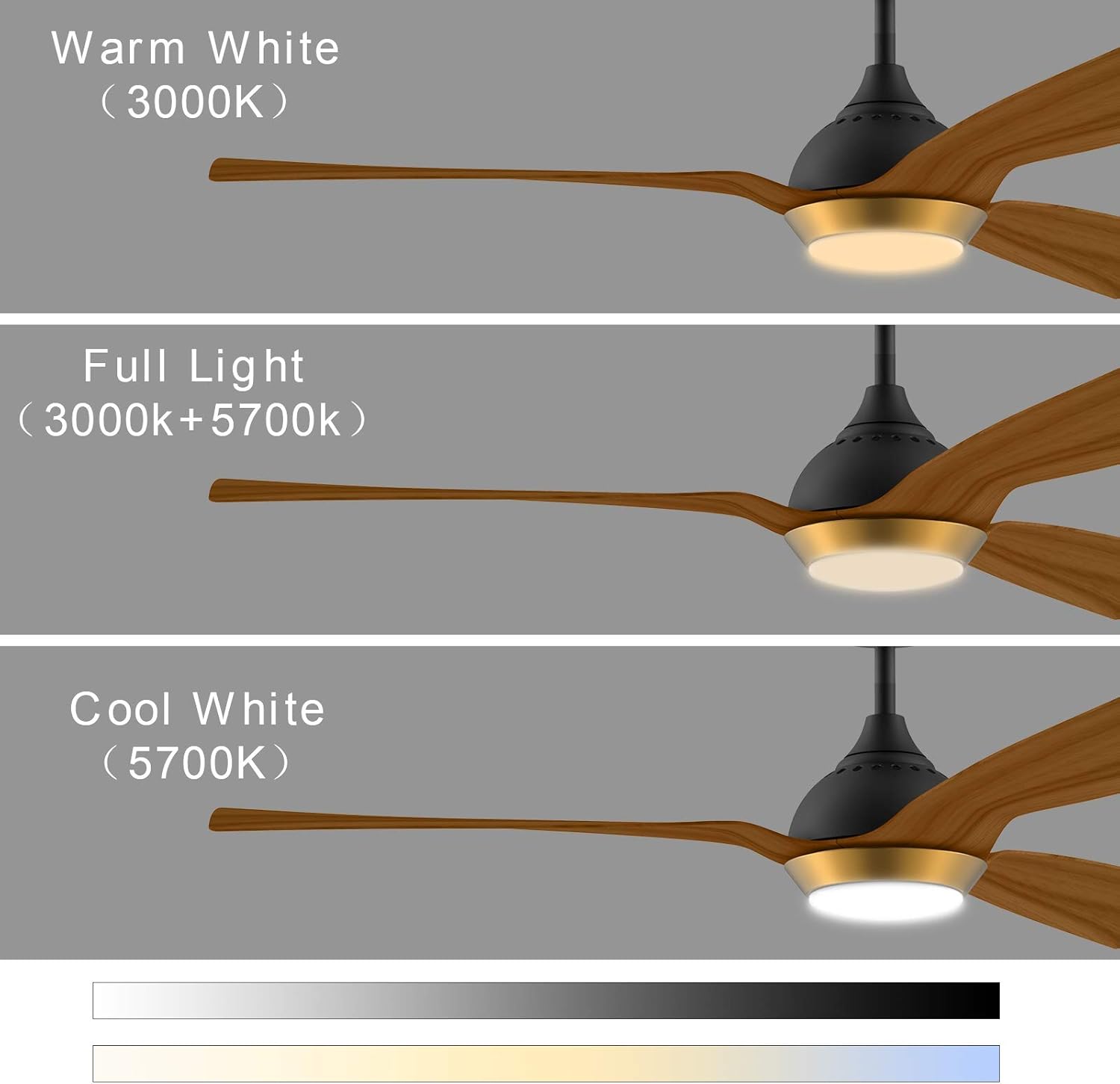 reiga Ventilatore da soffitto WiFi 132 CM con illuminazione a LED dimmerabile e telecomando, 3 temperature di colore, motore DC 6 velocità, compatibile con l'App Alexa Google Home, legno e marrone
