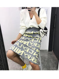 Gonna in maglia da donna con stampa letterale