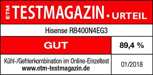 Hisense RB327N4ADD Frigorifero Combinato, Classe Energetica D, Total NoFrost, Porta Reversibile, Griglia Portabottiglie, Vano Frigo 171 Litri, Vano Congelatore 85 Litri, Look Acciaio Inox
