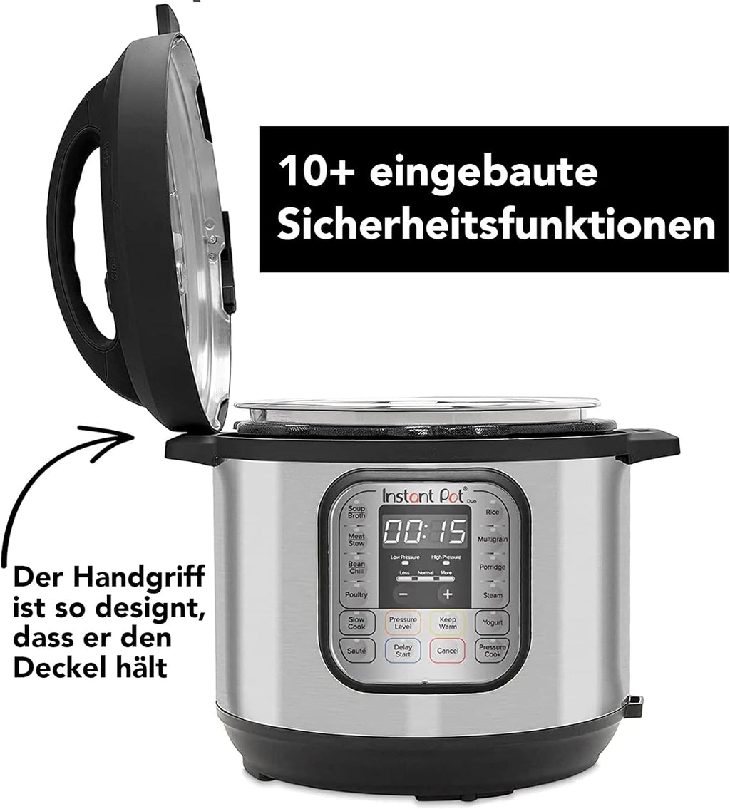 Instant Pot Pro 10-in-1-Elektro-Multikocher 1200 W, 5,7 L – Schnellkochtopf, Schongarer, Reiskocher, Dampfgarer, Sautierpfanne, Sterilisator, Joghurtbereiter, Sous Vide Gert – Schwarzer Edelstahl