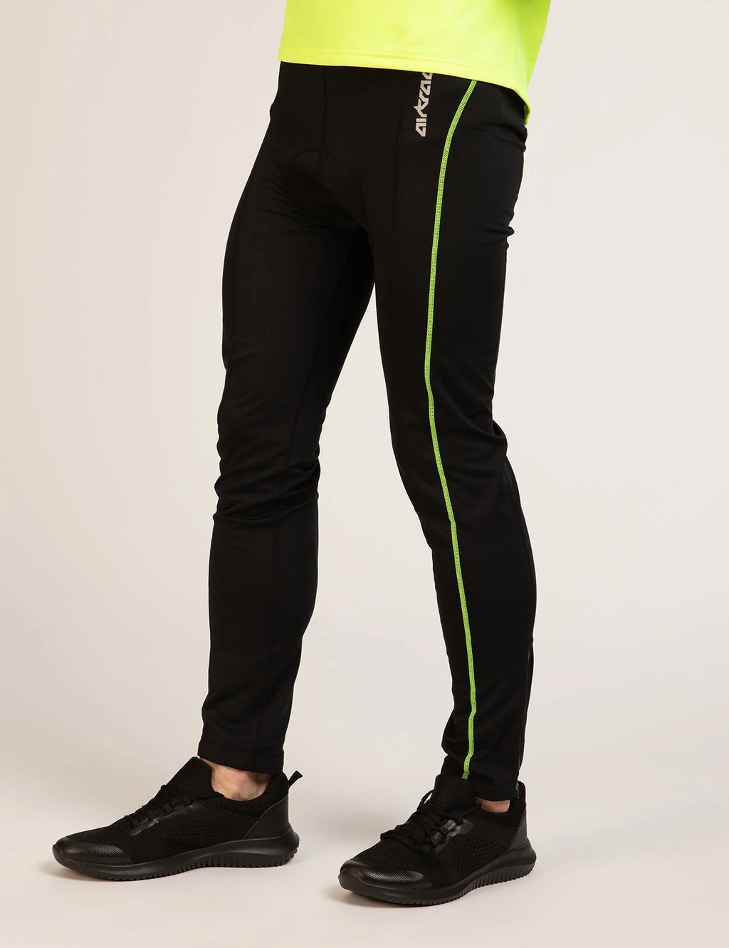 Pantaloni Ciclismo Termici Lunghi da Uomo Neri Neon