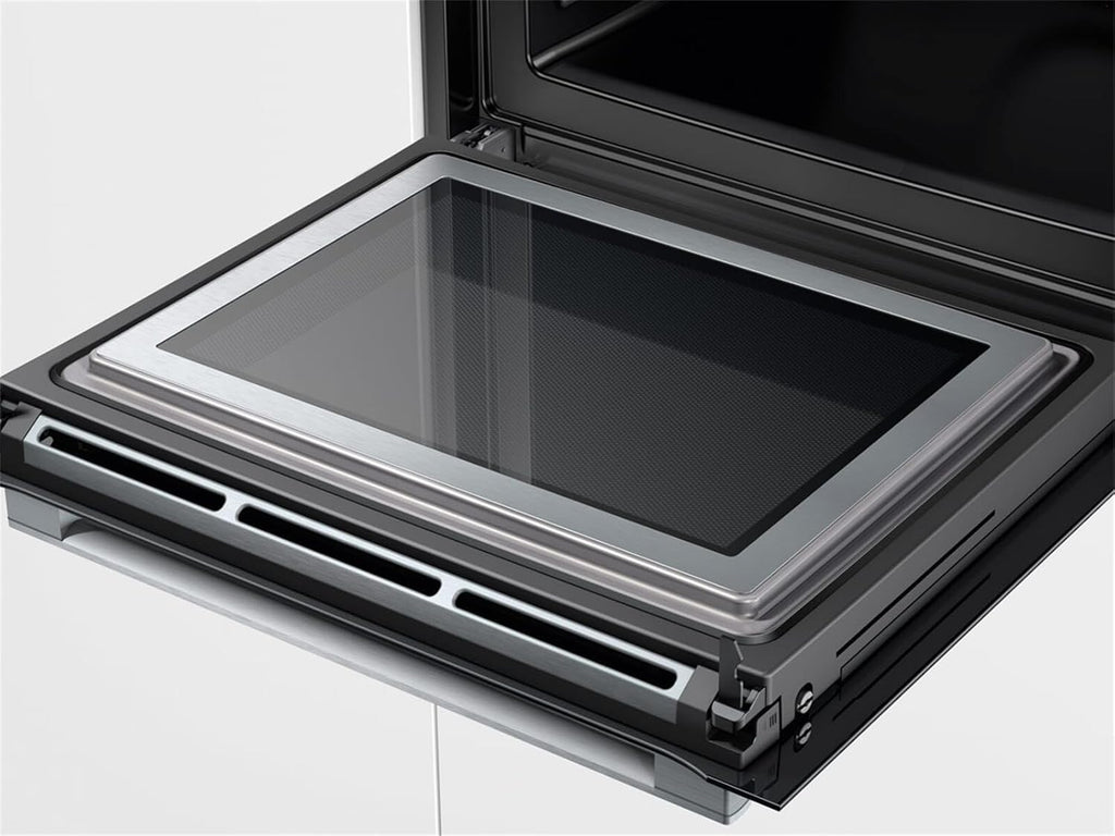 Bosch HMG7361B1, Serie 8 Forno da incasso intelligente con funzione microonde, 60 x 60 cm, Made in Germany, Nero, Air Fry, Anello di controllo digitale, Display touch, Programmi automatici, Supporto per la pulizia