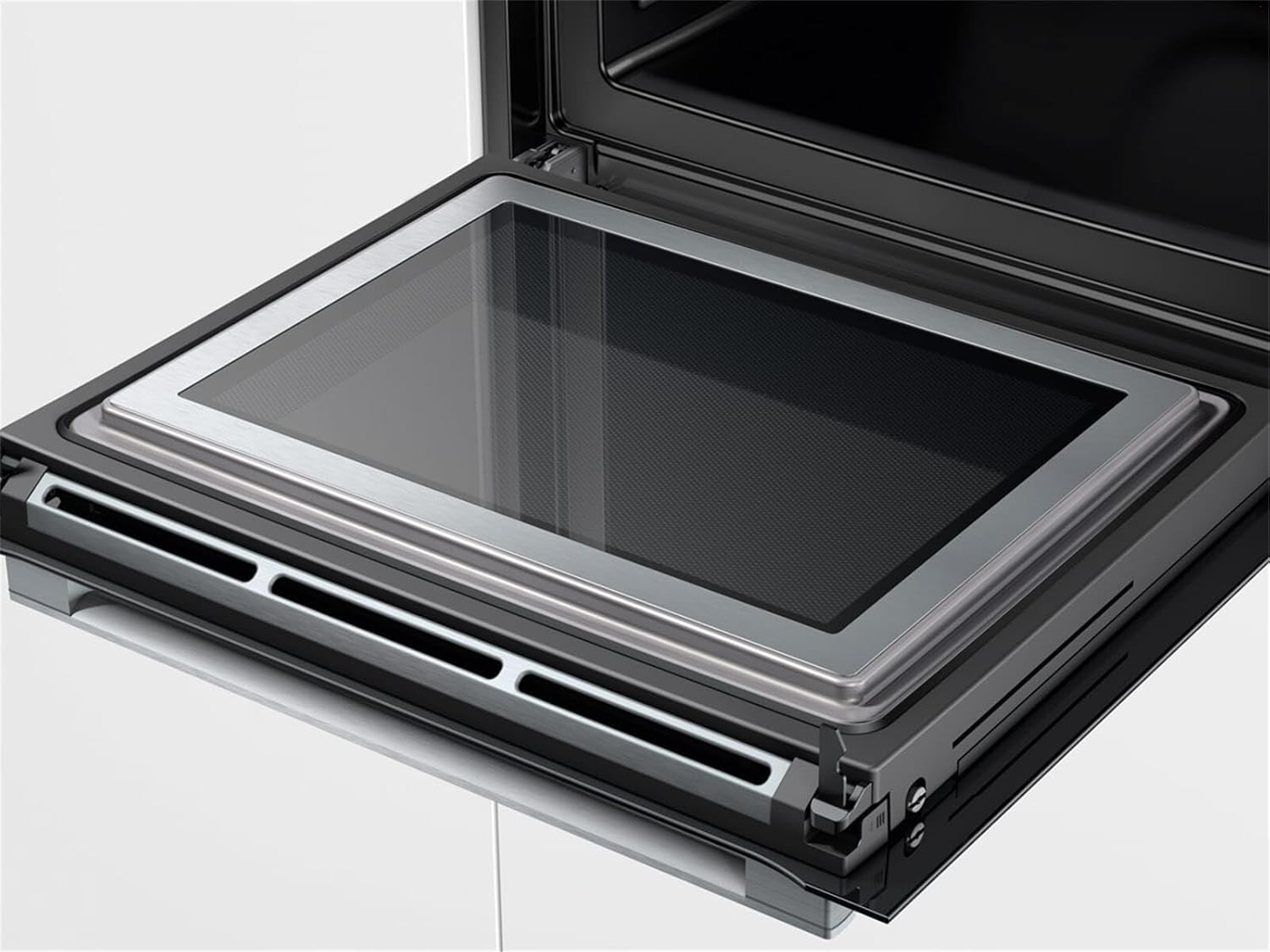 Bosch HMG7361B1, Serie 8 Forno da incasso intelligente con funzione microonde, 60 x 60 cm, Made in Germany, Nero, Air Fry, Anello di controllo digitale, Display touch, Programmi automatici, Supporto per la pulizia
