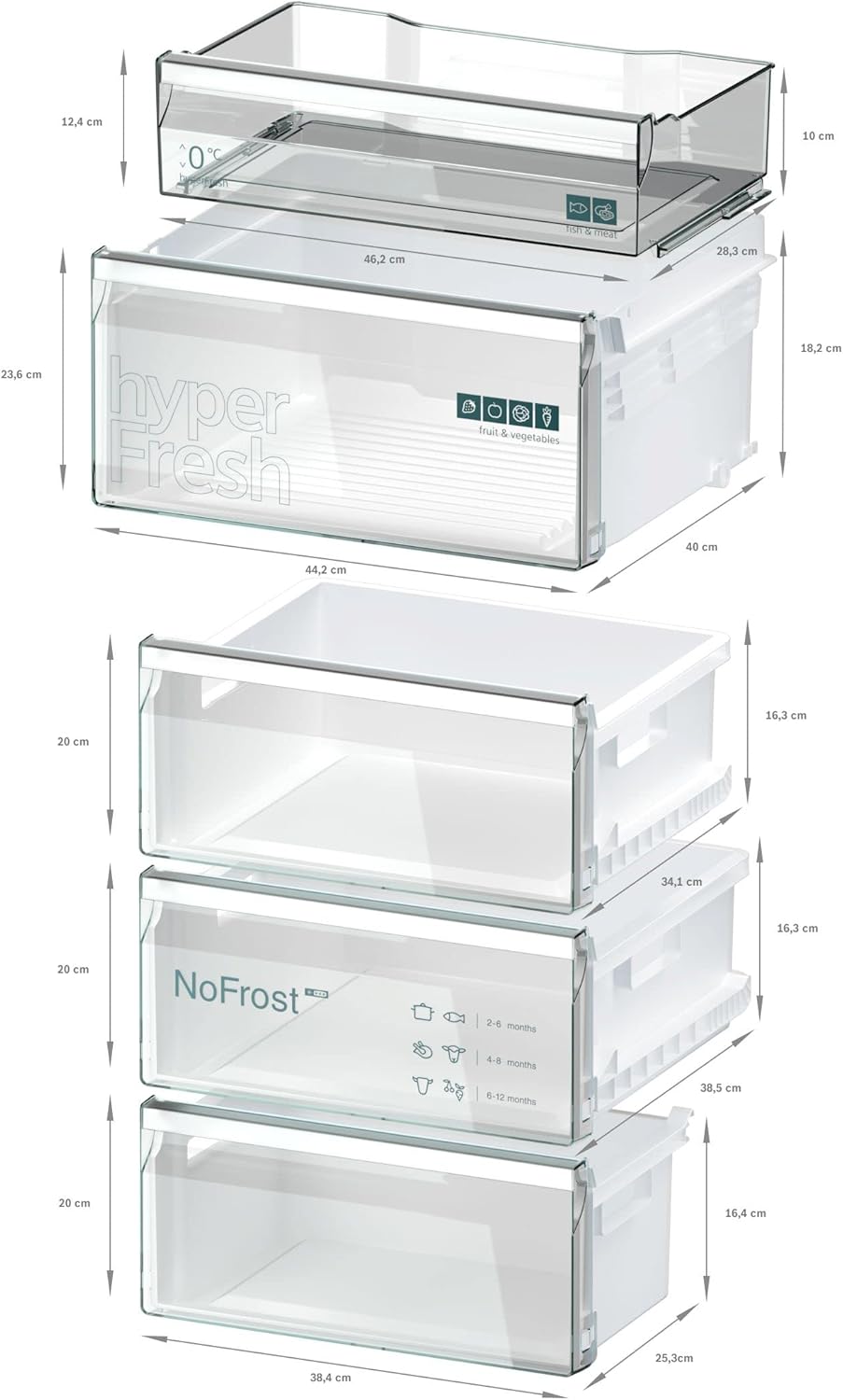 SIEMENS KG39EAICA iQ500 Frigorifero con congelatore, 201 x 60 cm, 249 L frigorifero + 94 L congelatore, LowFrost sbrinamento meno frequente, illuminazione a LED uniforme, BigBox spazio per alimenti congelati di grandi dimensioni
